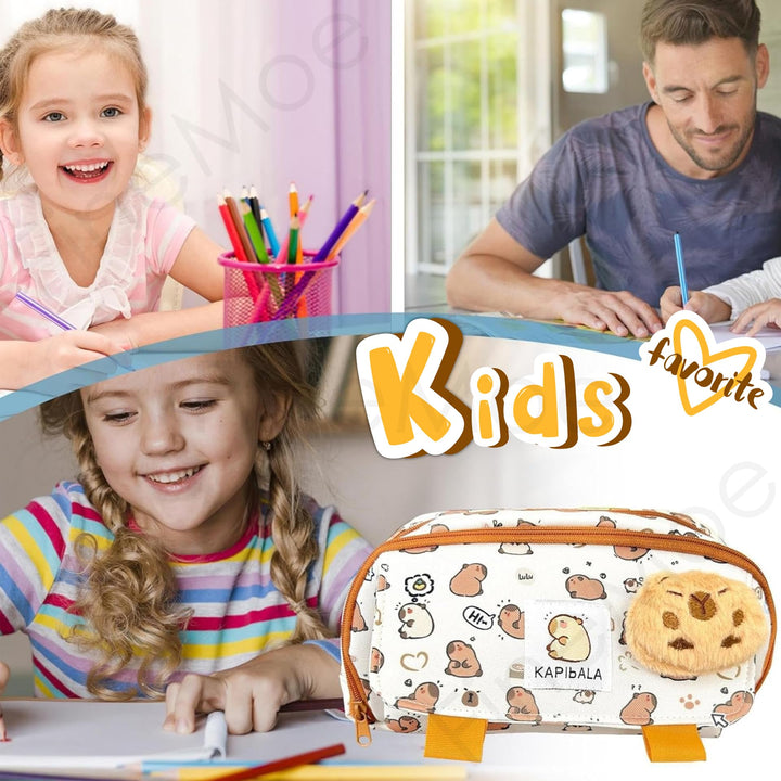 Capybara Pencil Pouch with Teddy Pin - Finemoe