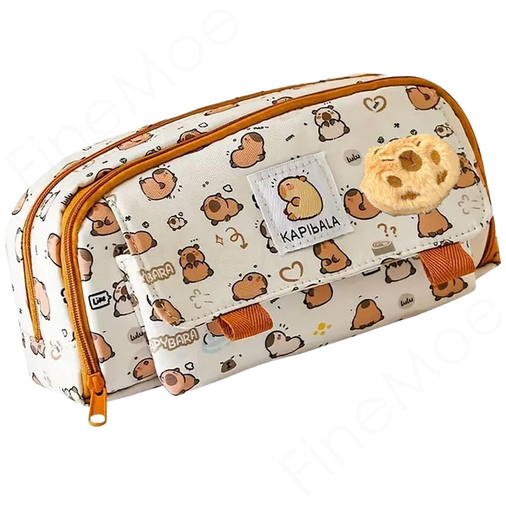 Capybara Pencil Pouch with Teddy Pin - Finemoe