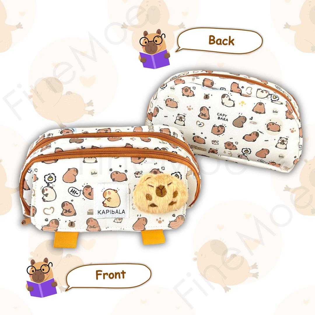 Capybara Pencil Pouch with Teddy Pin - Finemoe