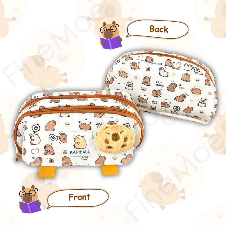 Capybara Pencil Pouch with Teddy Pin - Finemoe