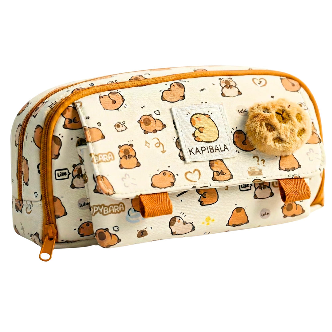 Capybara Pencil Pouch with Teddy Pin - Finemoe