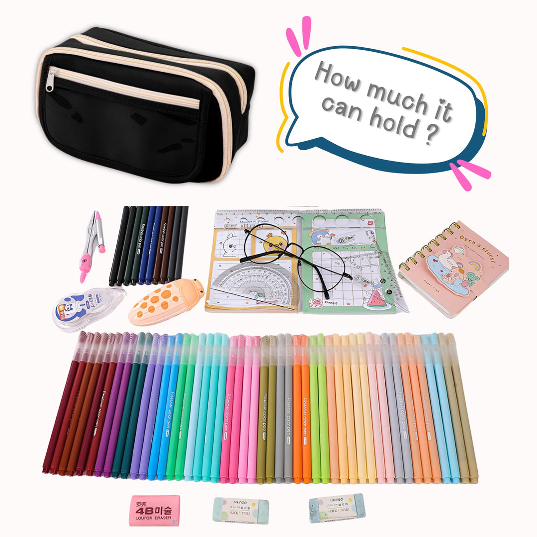 Clear Zipper Large Pencil Bag - Finemoe