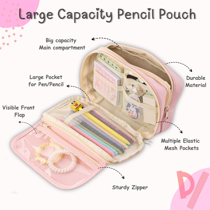 Clear Zipper Large Pencil Bag - Finemoe