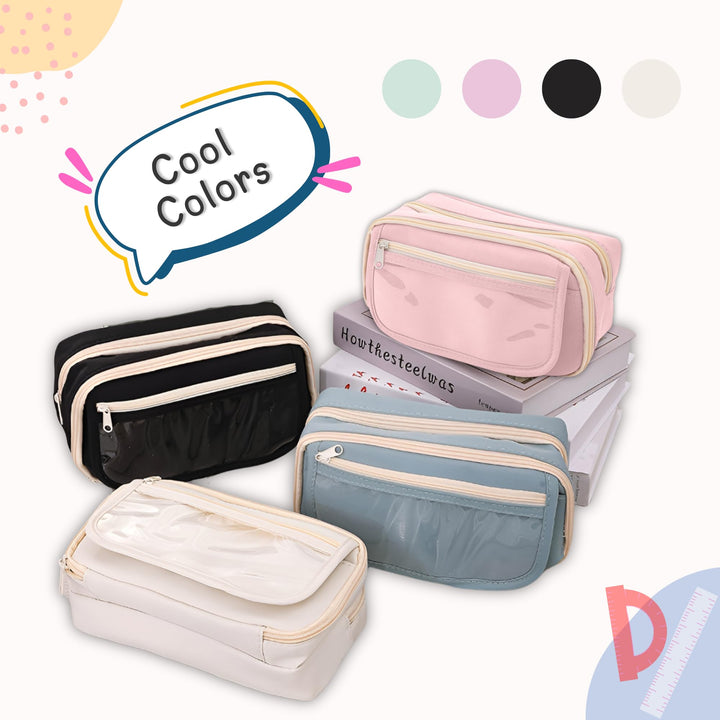 Clear Zipper Large Pencil Bag - Finemoe