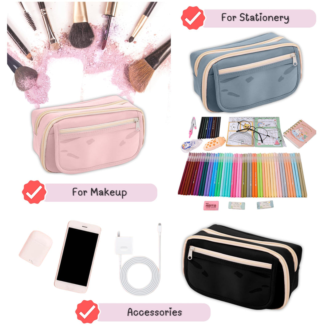 Clear Zipper Large Pencil Bag - Finemoe