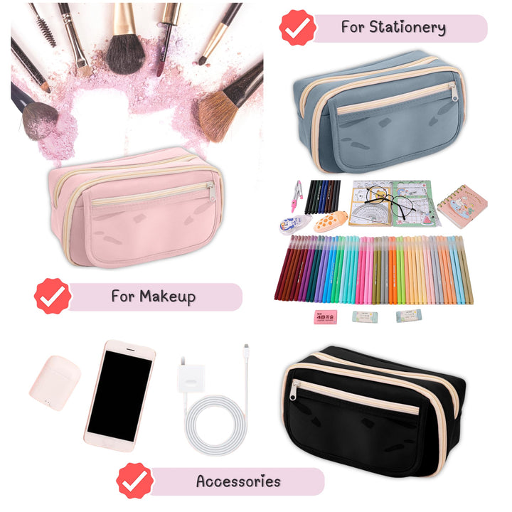 Clear Zipper Large Pencil Bag - Finemoe