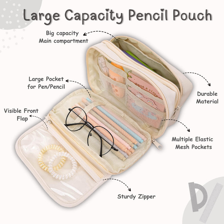 Clear Zipper Large Pencil Bag - Finemoe