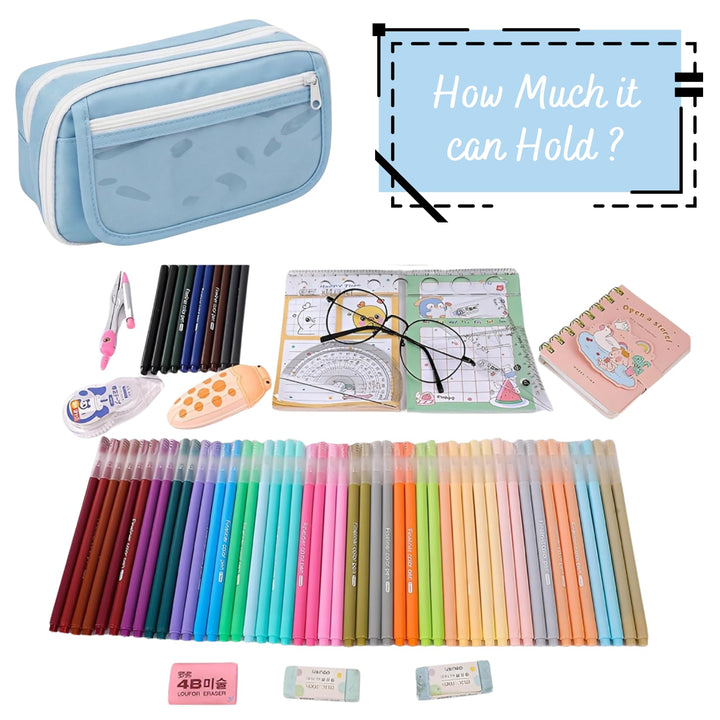 Clear Zipper Large Pencil Bag - Finemoe