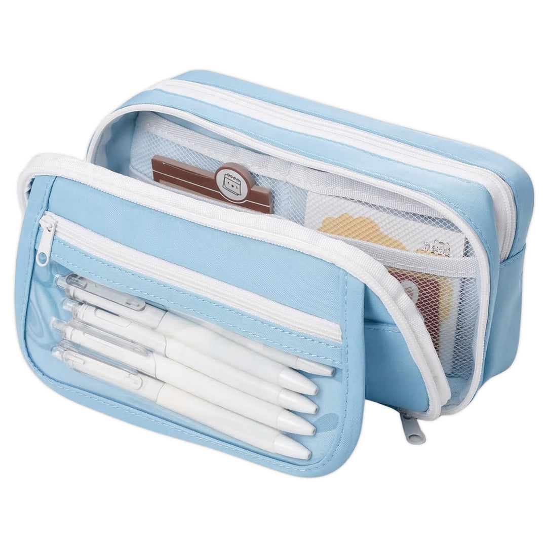 Clear Zipper Large Pencil Bag - Finemoe