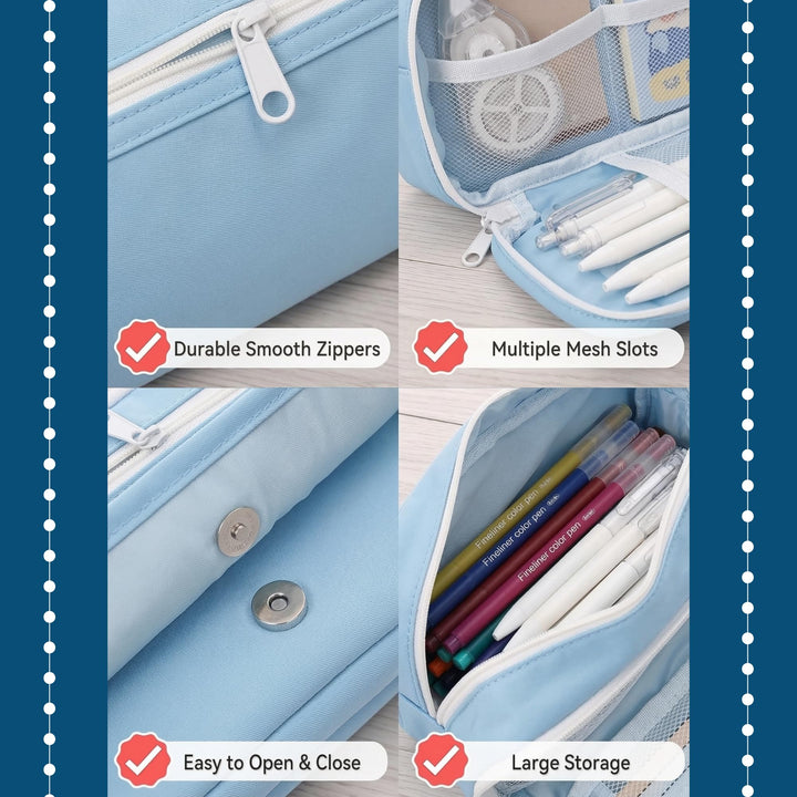 Clear Zipper Large Pencil Bag - Finemoe