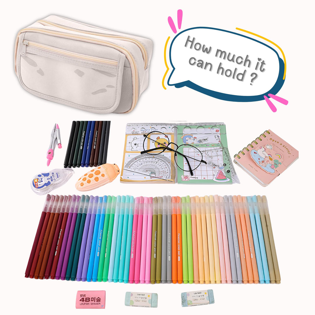 Clear Zipper Large Pencil Bag - Finemoe