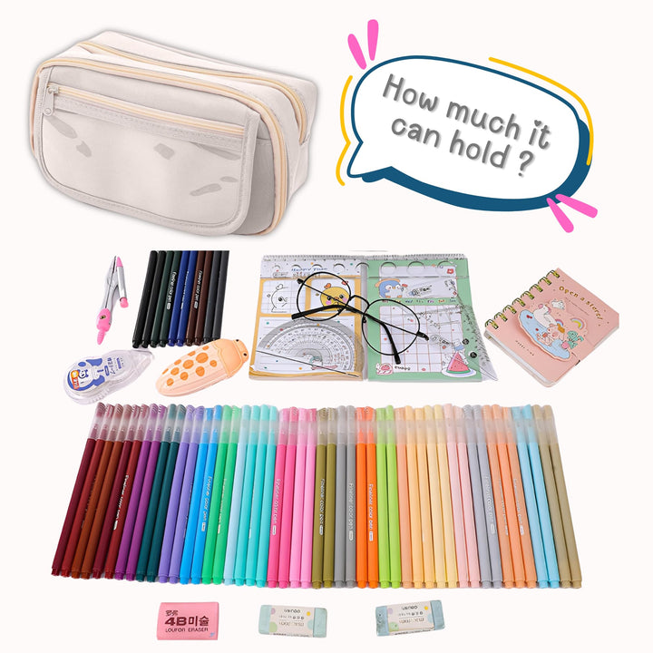 Clear Zipper Large Pencil Bag - Finemoe