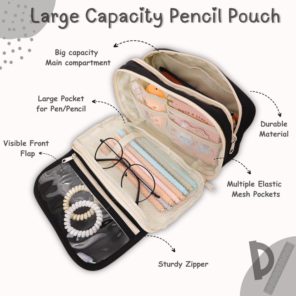 Clear Zipper Large Pencil Bag - Finemoe