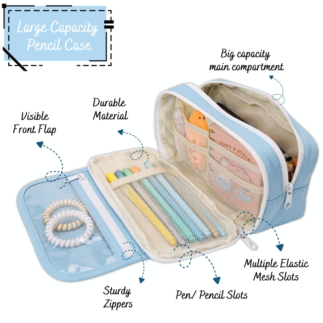 Clear Zipper Large Pencil Bag - Finemoe