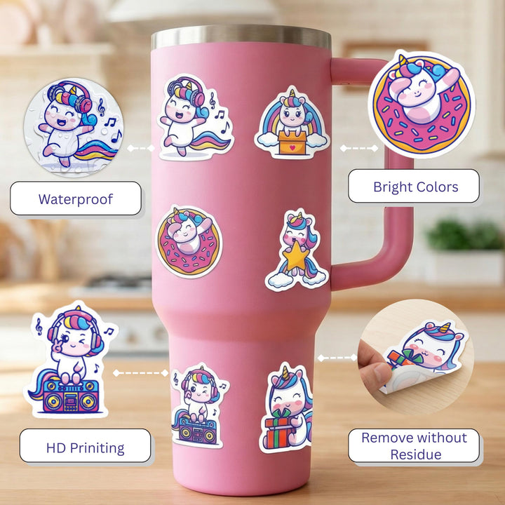 Cute Vinyl Stickers Pack – Waterproof &amp; Self - Adhesive - Finemoe
