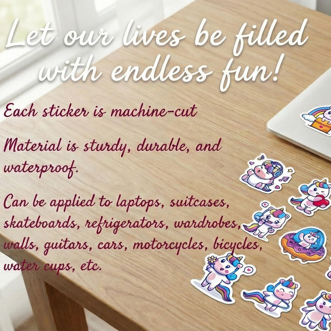Cute Vinyl Stickers Pack – Waterproof &amp; Self - Adhesive - Finemoe
