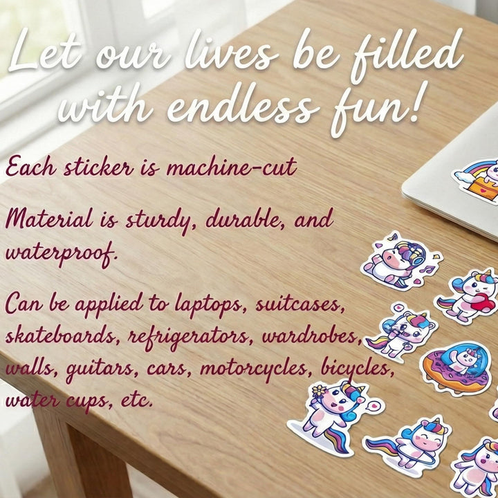 Cute Vinyl Stickers Pack – Waterproof &amp; Self - Adhesive - Finemoe