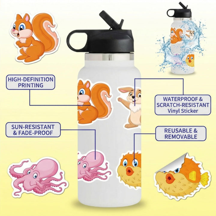 Cute Vinyl Stickers Pack – Waterproof &amp; Self - Adhesive - Finemoe