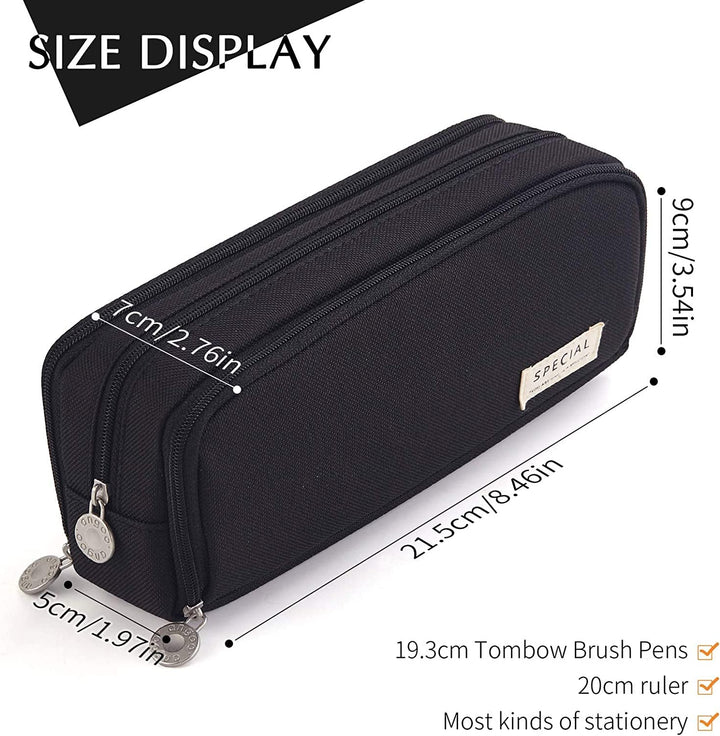 FineMoe Large Capacity Pencil Pouch, 3 Pen &amp; Pencil Case for Girls &amp; Boys, Canvas Aesthetic Pencil Box Pouch for School - Organize Pouch Women Students School Office School Supplies - Finemoe