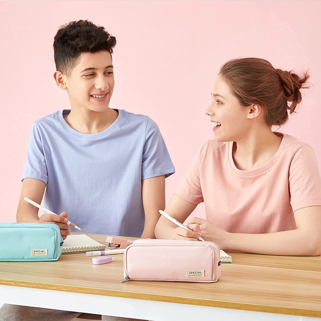 FineMoe Large Capacity Pencil Pouch, 3 Pen &amp; Pencil Case for Girls &amp; Boys, Canvas Aesthetic Pencil Box Pouch for School - Organize Pouch Women Students School Office School Supplies - Finemoe