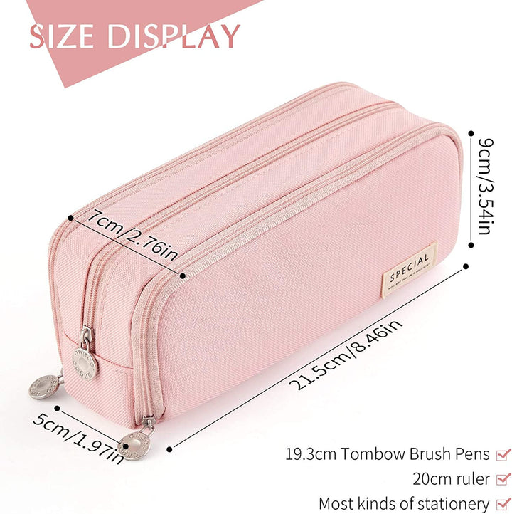 FineMoe Large Capacity Pencil Pouch, 3 Pen &amp; Pencil Case for Girls &amp; Boys, Canvas Aesthetic Pencil Box Pouch for School - Organize Pouch Women Students School Office School Supplies - Finemoe