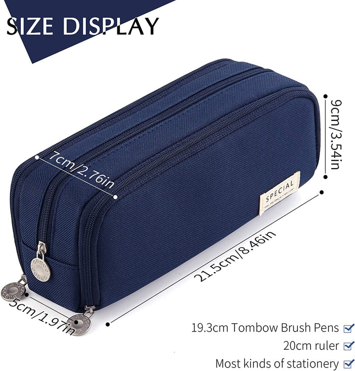 FineMoe Large Capacity Pencil Pouch, 3 Pen &amp; Pencil Case for Girls &amp; Boys, Canvas Aesthetic Pencil Box Pouch for School - Organize Pouch Women Students School Office School Supplies - Finemoe