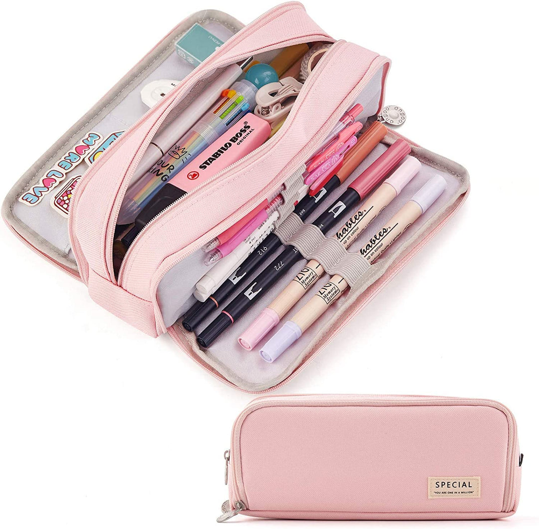 FineMoe Large Capacity Pencil Pouch, 3 Pen &amp; Pencil Case for Girls &amp; Boys, Canvas Aesthetic Pencil Box Pouch for School - Organize Pouch Women Students School Office School Supplies - Finemoe