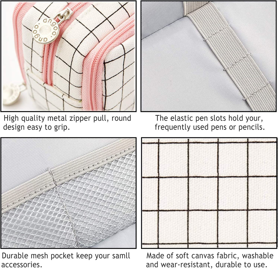 FineMoe Large Capacity Pencil Pouch, 3 Pen &amp; Pencil Case for Girls &amp; Boys, Canvas Aesthetic Pencil Box Pouch for School - Organize Pouch Women Students School Office School Supplies - Finemoe