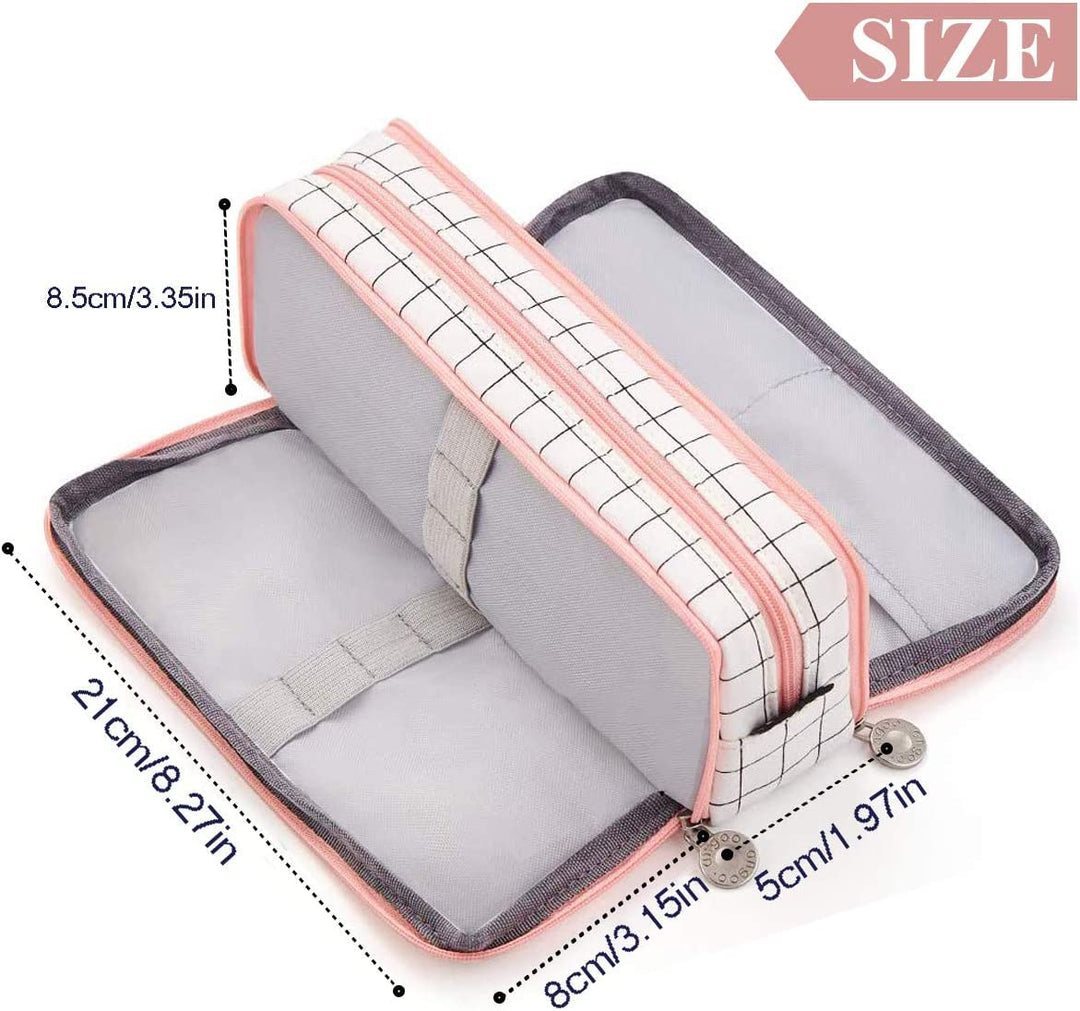 FineMoe Large Capacity Pencil Pouch, 3 Pen &amp; Pencil Case for Girls &amp; Boys, Canvas Aesthetic Pencil Box Pouch for School - Organize Pouch Women Students School Office School Supplies - Finemoe