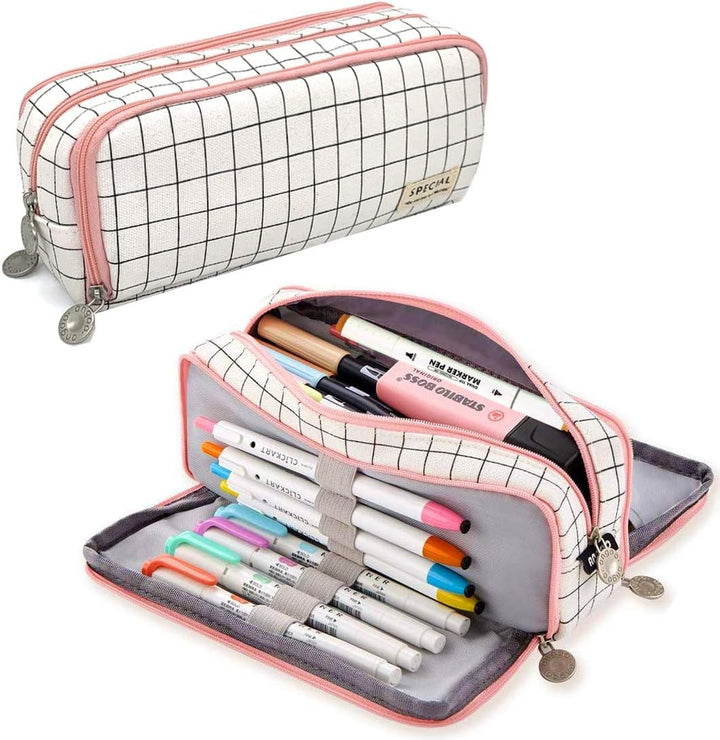 FineMoe Large Capacity Pencil Pouch, 3 Pen &amp; Pencil Case for Girls &amp; Boys, Canvas Aesthetic Pencil Box Pouch for School - Organize Pouch Women Students School Office School Supplies - Finemoe