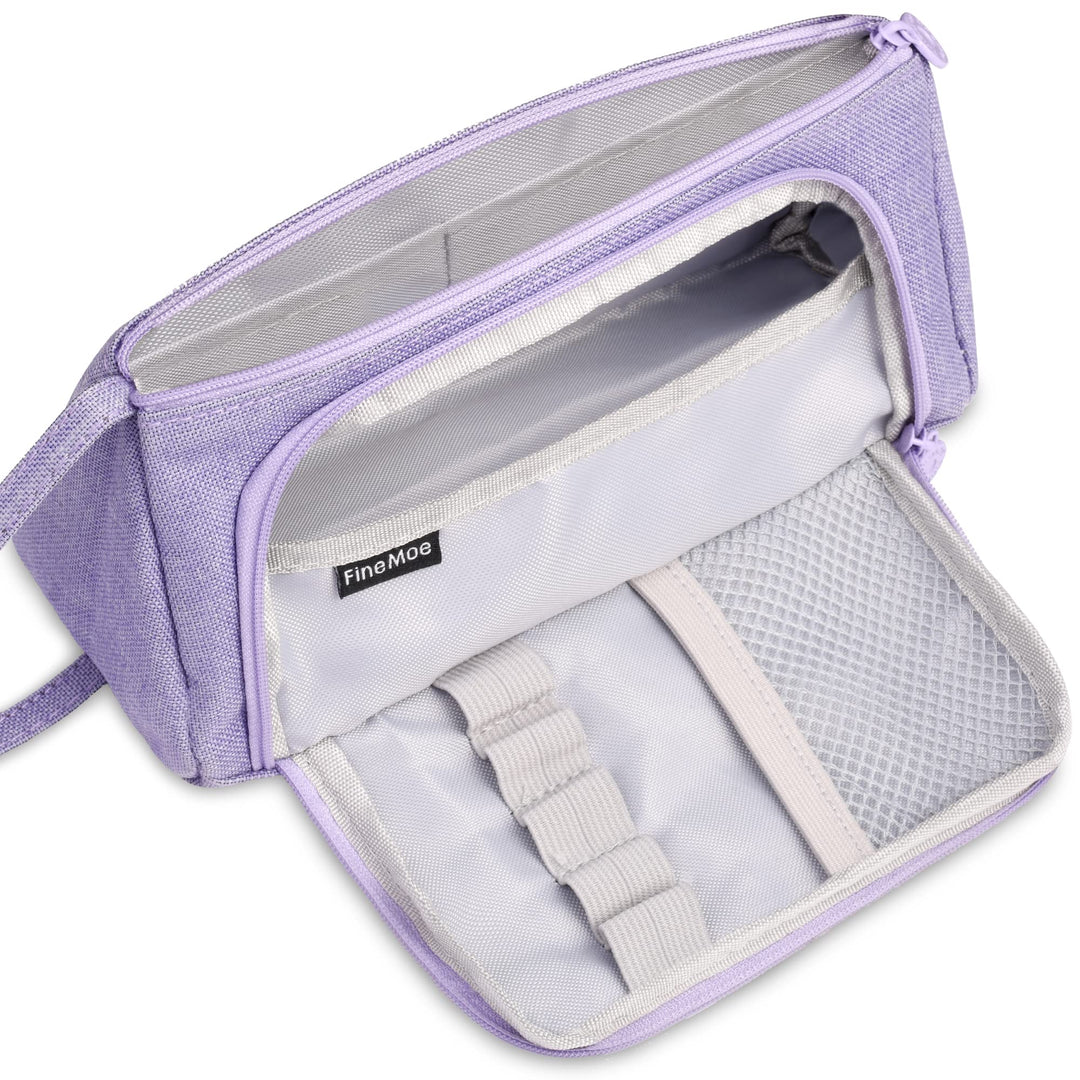 FineMoe Large Pencil Case, Big Capacity Storage Pen &amp; Pencil Pouch for Girls &amp; Boys, Aesthetic Canvas Pencil Box Pouch for School - Organize Markers Pens Stationary Pouch Supplies (Plaid White) - Finemoe