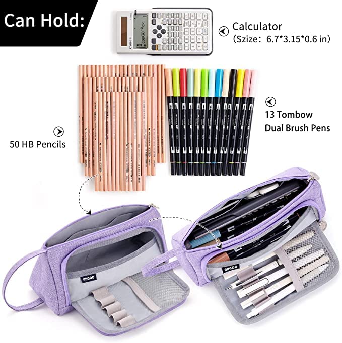 FineMoe Large Pencil Case, Big Capacity Storage Pen &amp; Pencil Pouch for Girls &amp; Boys, Aesthetic Canvas Pencil Box Pouch for School - Organize Markers Pens Stationary Pouch Supplies (Plaid White) - Finemoe