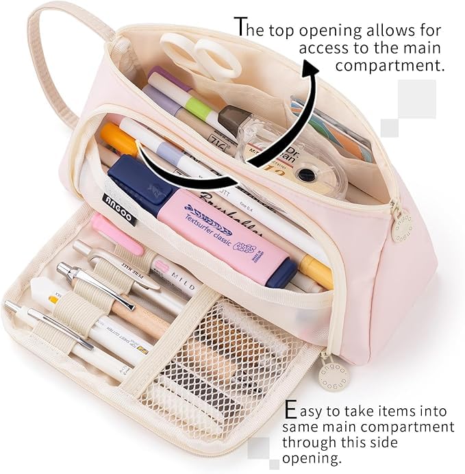 FineMoe Large Pencil Case, Big Capacity Storage Pen &amp; Pencil Pouch for Girls &amp; Boys, Aesthetic Canvas Pencil Box Pouch for School - Organize Markers Pens Stationary Pouch Supplies (Plaid White) - Finemoe