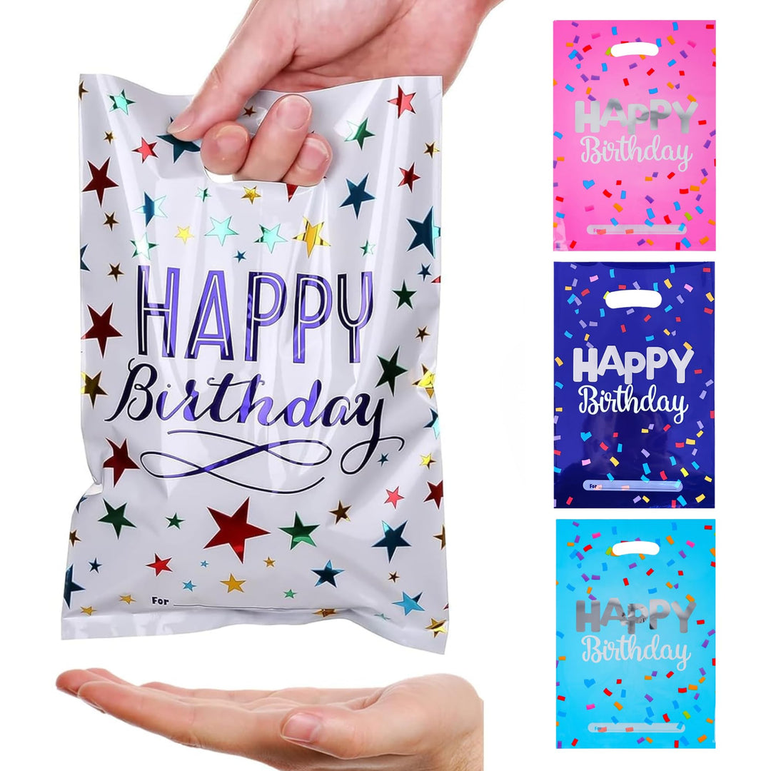 Foil Return Gift Bags for Kids – Happy Birthday Print (Pack of 24) - Finemoe