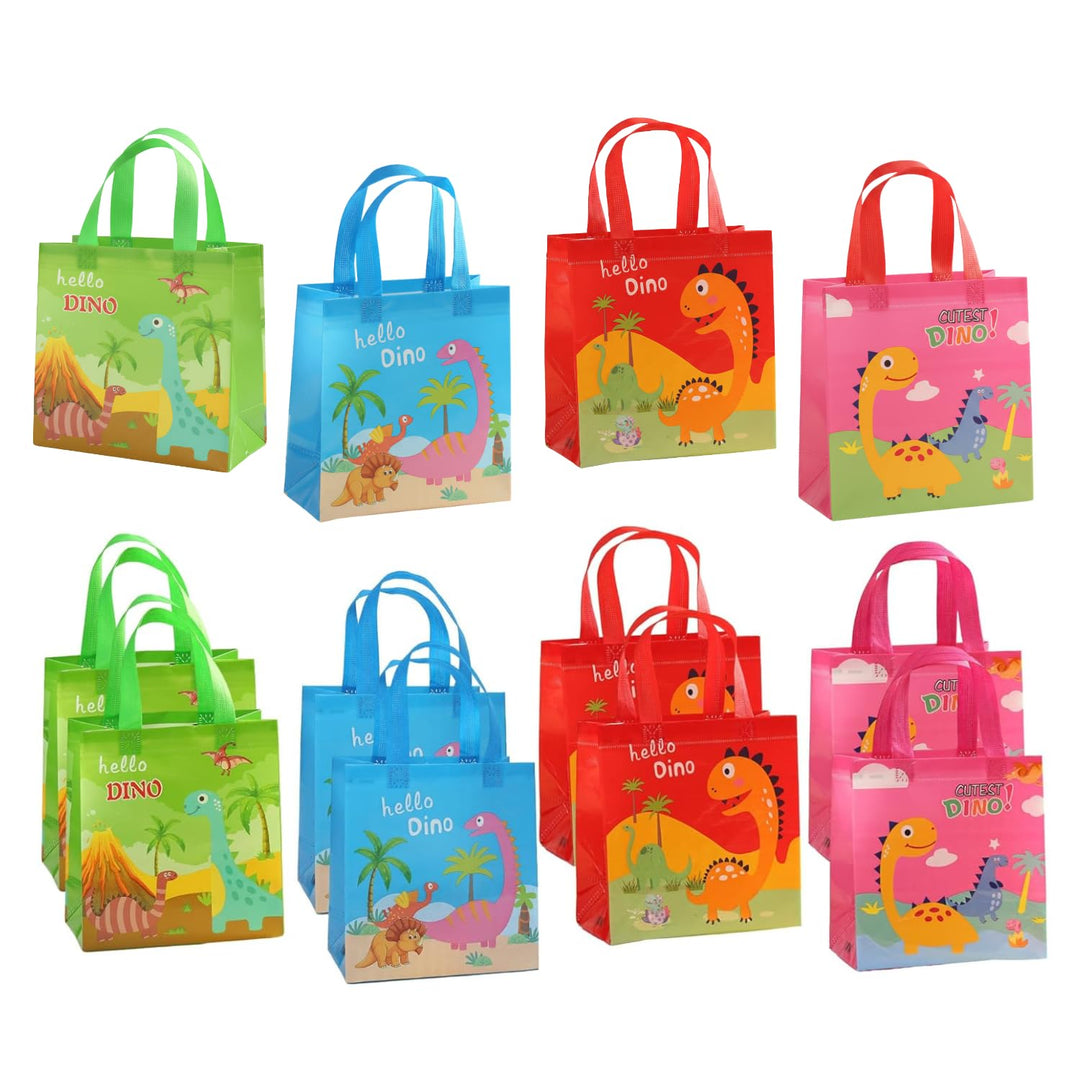 Kids Gift Bags Set – Unicorn, Dinosaur & Mix Themes (12 Pack) - Finemoe