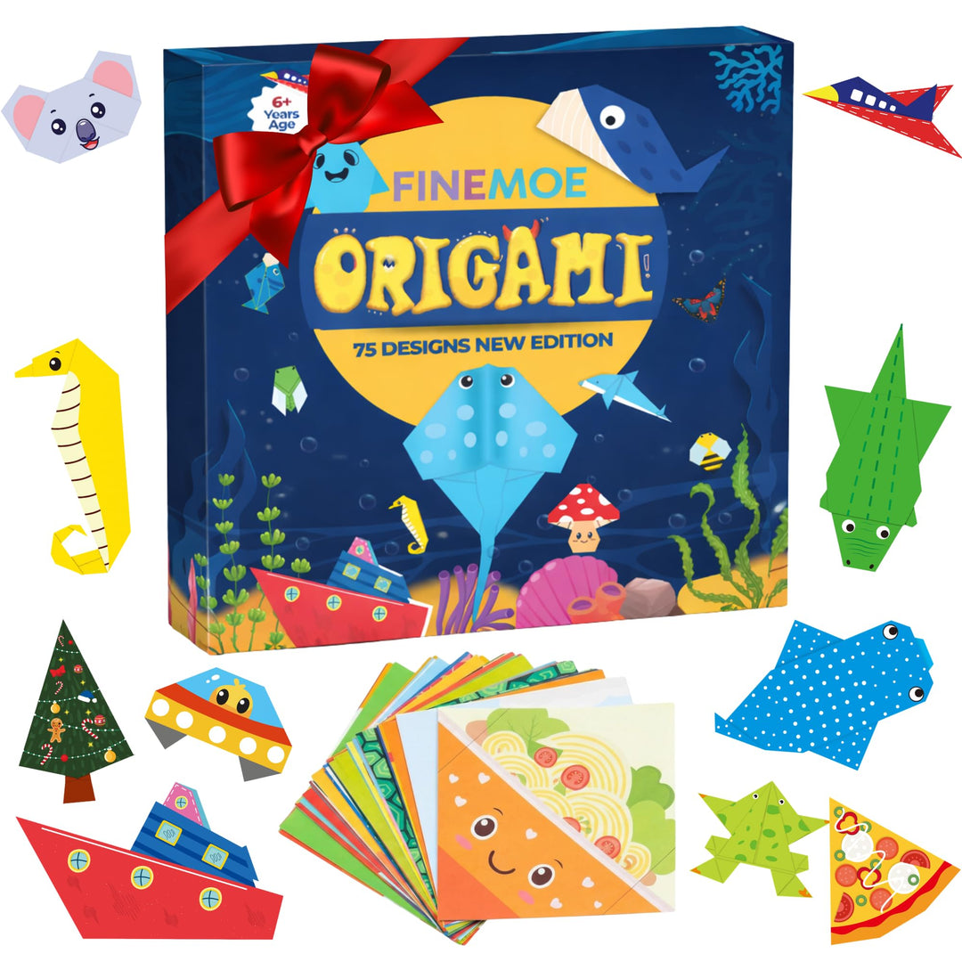 Kids Origami Craft Paper Kit 150 Sheets 75 Designs - Finemoe