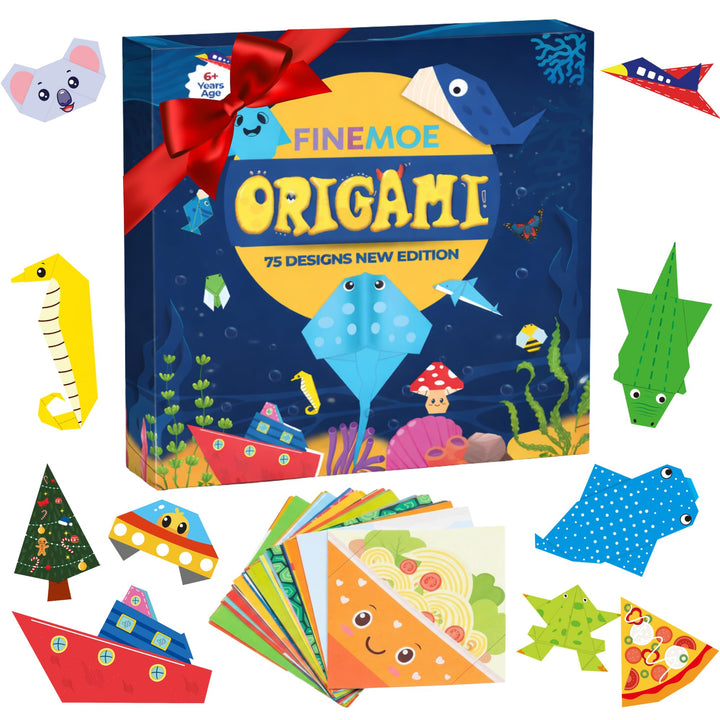 Kids Origami Craft Paper Kit 150 Sheets 75 Designs - Finemoe