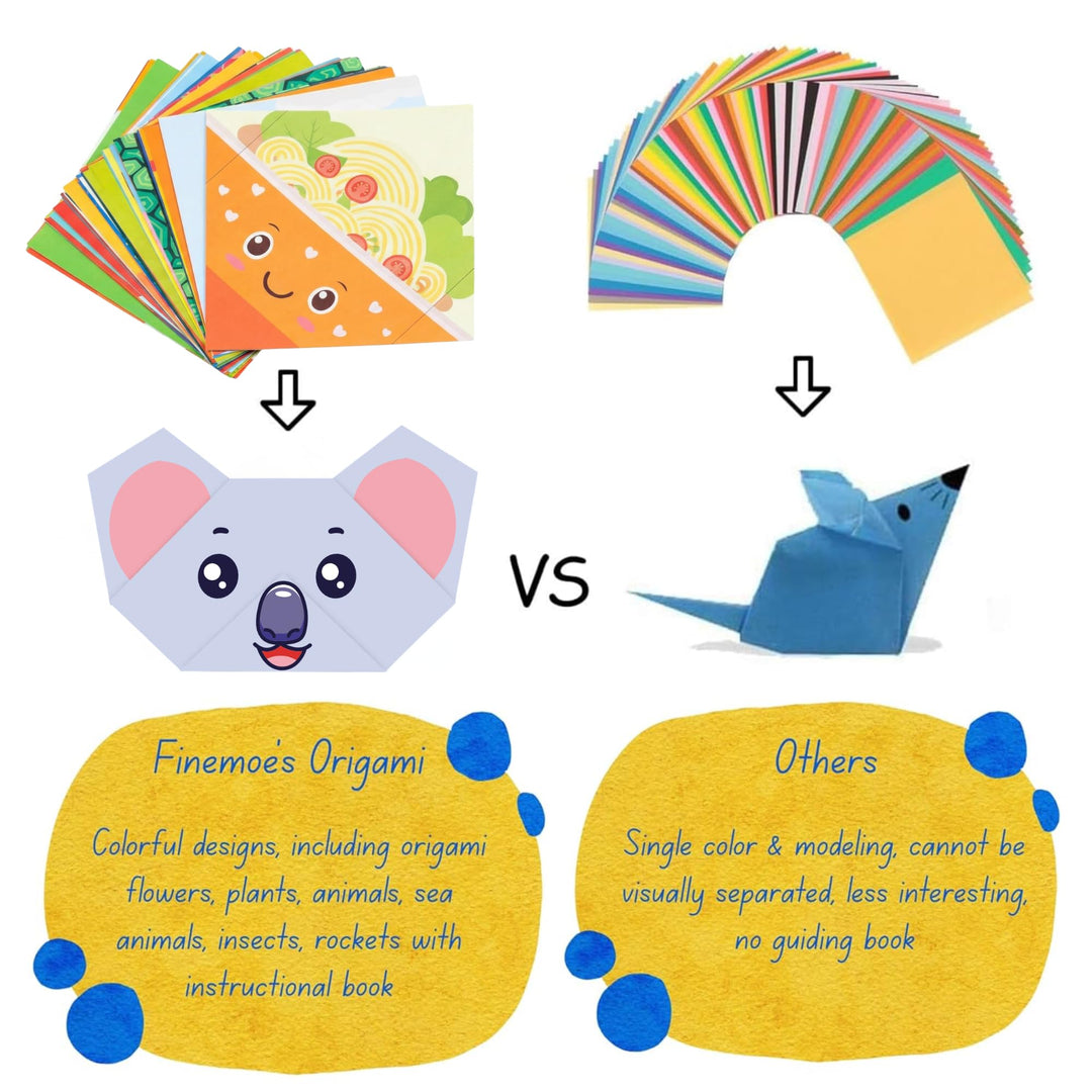 Kids Origami Craft Paper Kit 150 Sheets 75 Designs - Finemoe