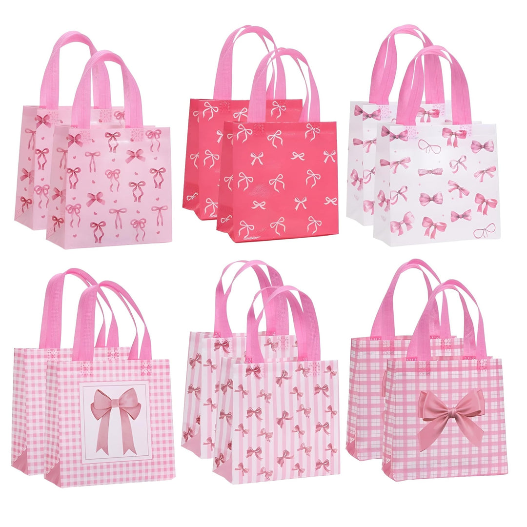 Kids Return Gift Bags – Pink Bows & Science Theme (Pack of 12) - Finemoe