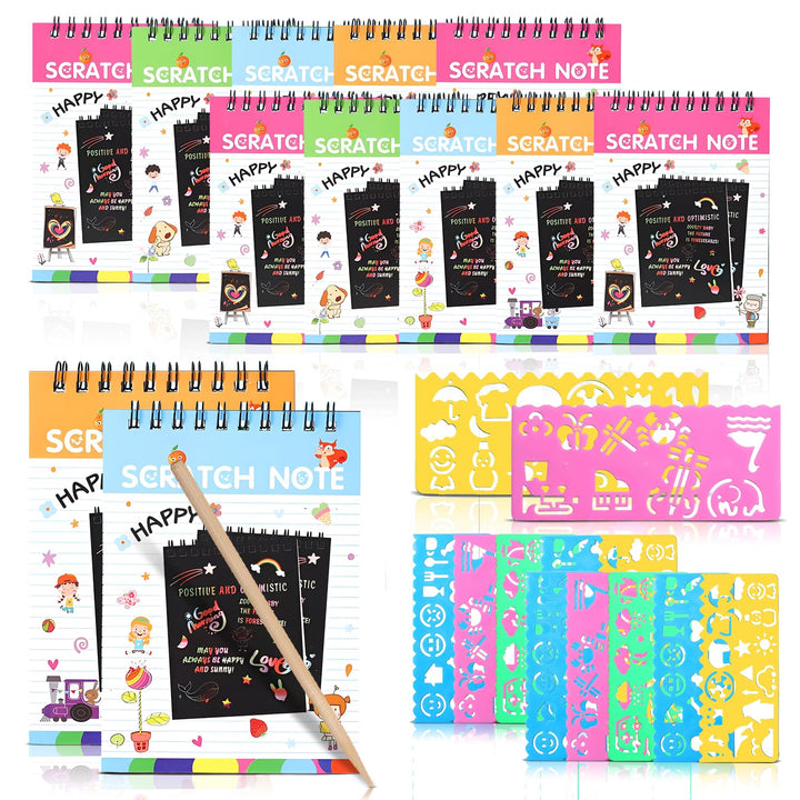 Magic Scratch Art Book Set for Kids (6 or 12 Pack, Large &amp; Small) - Finemoe