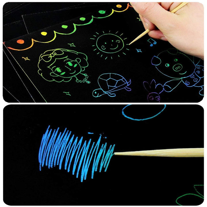 Magic Scratch Art Book Set for Kids (6 or 12 Pack, Large &amp; Small) - Finemoe