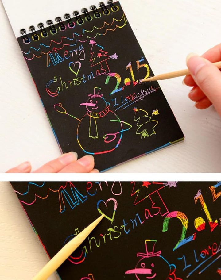 Magic Scratch Art Book Set for Kids (6 or 12 Pack, Large &amp; Small) - Finemoe