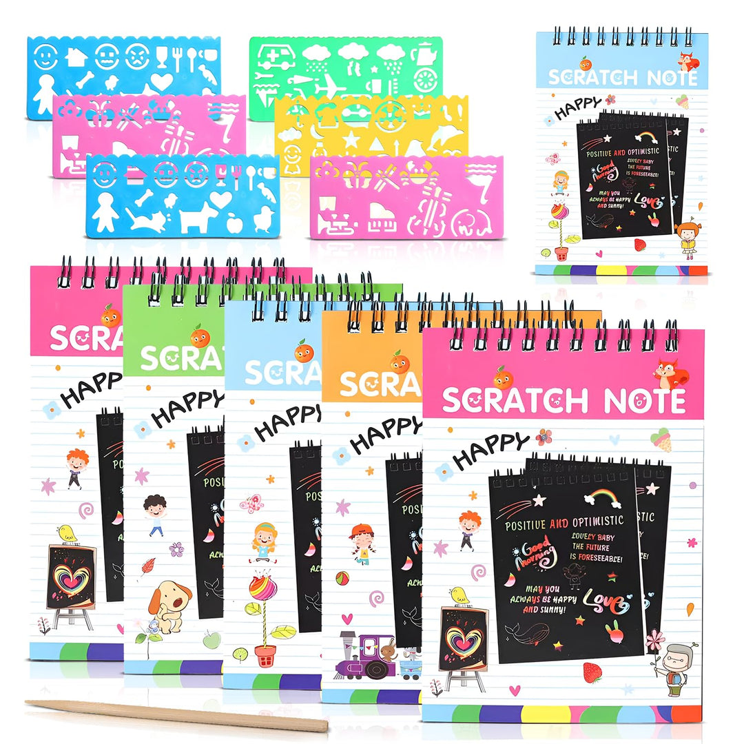 Magic Scratch Art Book Set for Kids (6 or 12 Pack, Large & Small) - Finemoe
