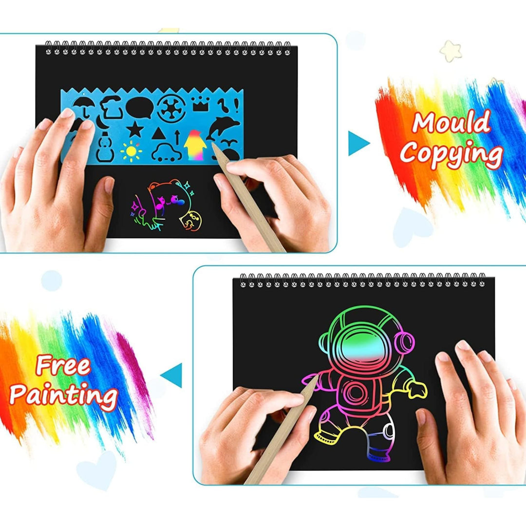 Magic Scratch Art Book Set for Kids (6 or 12 Pack, Large &amp; Small) - Finemoe