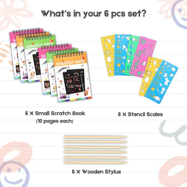 Magic Scratch Art Book Set for Kids (6 or 12 Pack, Large &amp; Small) - Finemoe