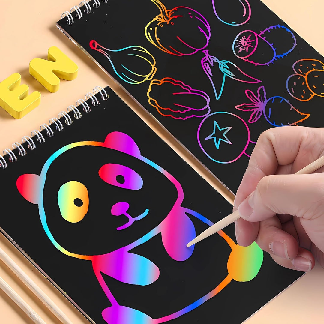 Magic Scratch Art Book Set for Kids (6 or 12 Pack, Large &amp; Small) - Finemoe
