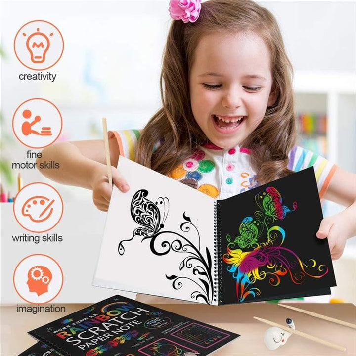 Magic Scratch Art Book Set for Kids (6 or 12 Pack, Large &amp; Small) - Finemoe