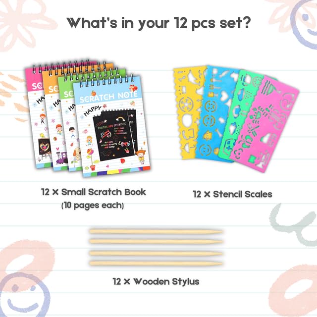 Magic Scratch Art Book Set for Kids (6 or 12 Pack, Large &amp; Small) - Finemoe