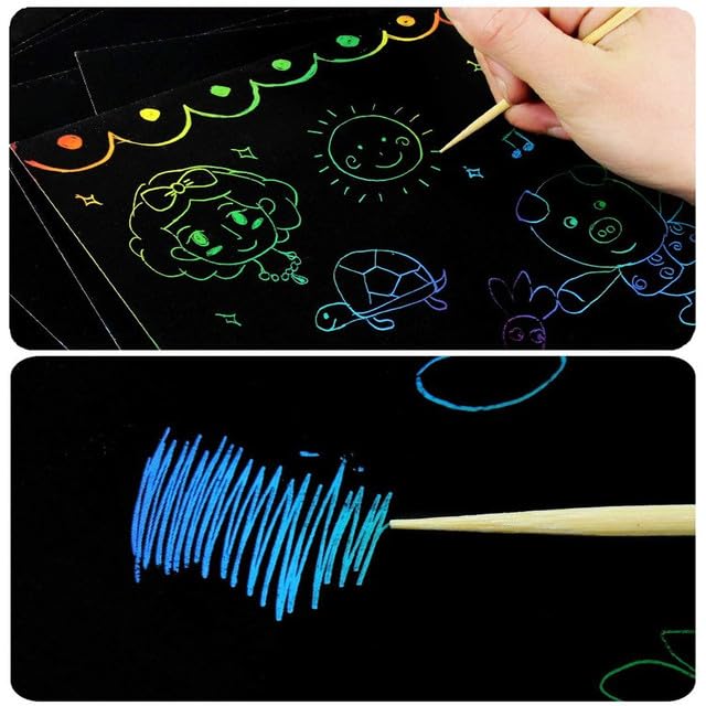 Magic Scratch Art Book Set for Kids (6 or 12 Pack, Large &amp; Small) - Finemoe