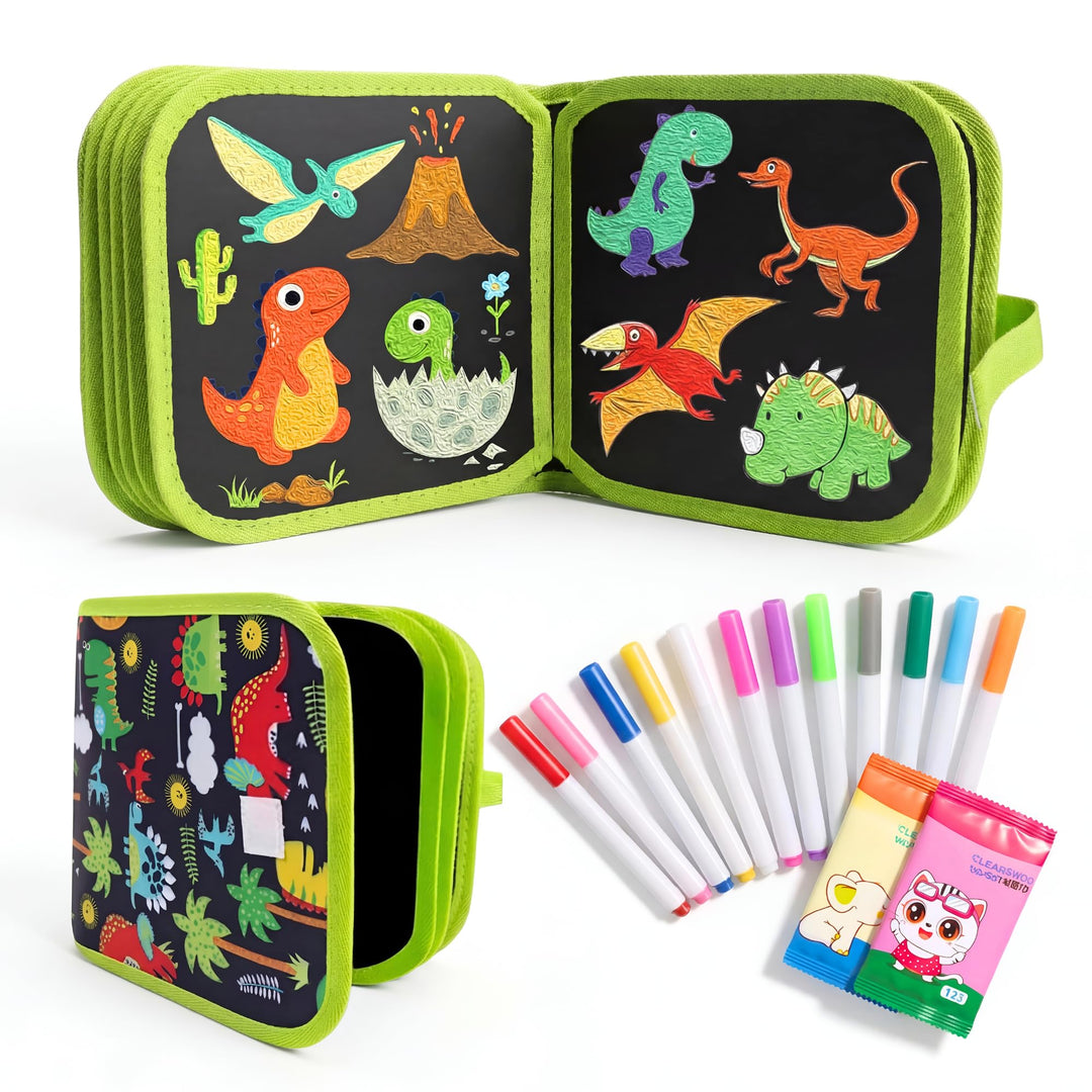 Reusable Doodle Book Set for Kids – Erasable Drawing Kit with 12 Sketch Pens - Finemoe